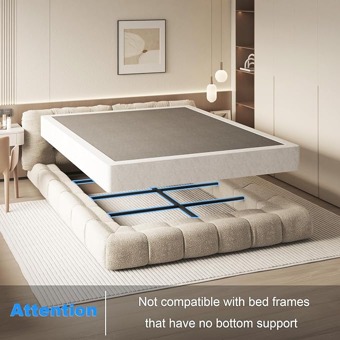 NHODIR Box Spring for King Bed, 7 Inch King Box Spring Only, Strong Metal Frame Mattress Foundation, No Noise, Easy Assembly