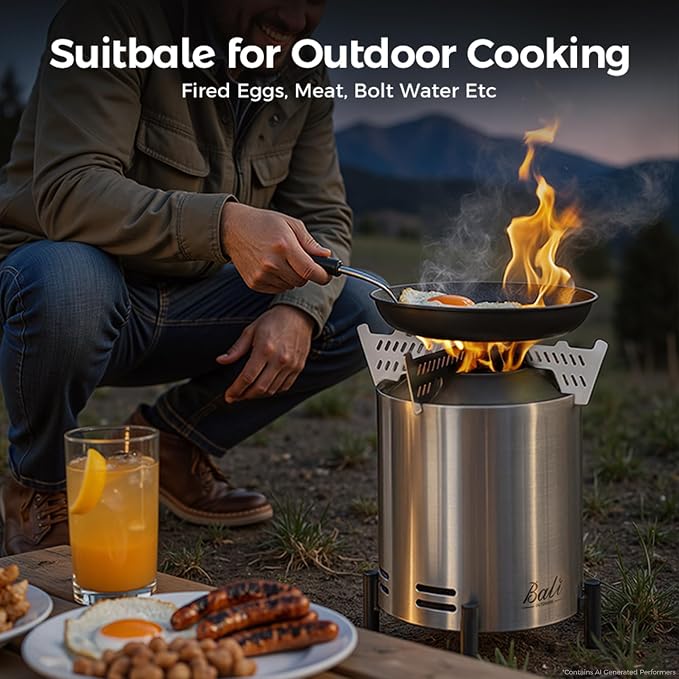 BALI OUTDOORS 6.5 inch Tabletop Fire Pit Round, Stainless Steel Table Top Firepit Small, Outdoor Smokeless Firepit Portable, Silvery