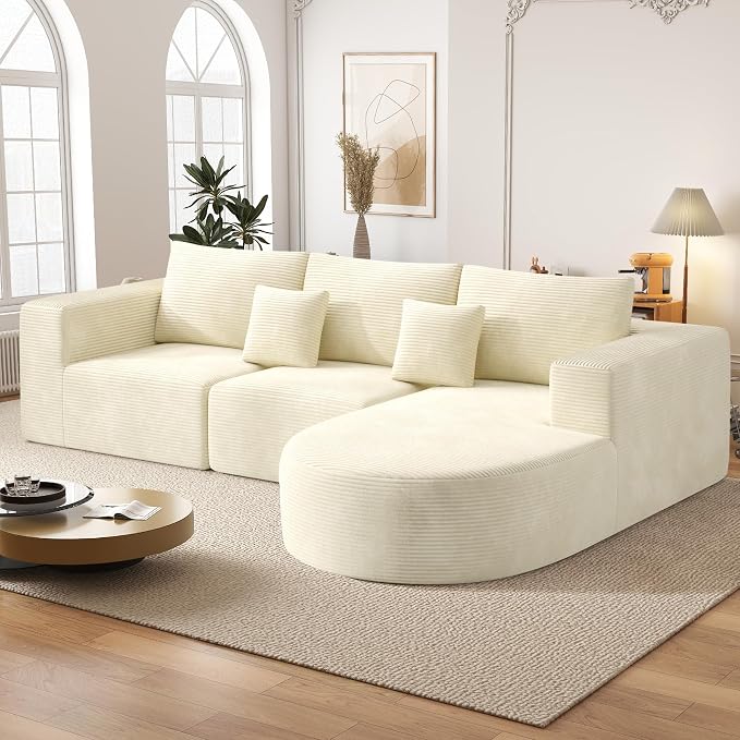 Boneless Couches for Living Room,Cloud Sectional Couch with L-Shape Chaise,Modern Modular Sofa with Deep Seat Upholstered Comfy Couches for Bedroom,No Assembly Required,1PCS