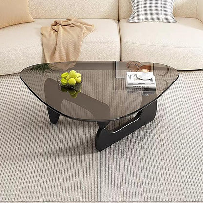 Glass Coffee Table, Mid Century Modern Coffee Table, Coffee Table for Living Room Center Table Suitable for Bedroom Living Room Reception Office Tables (Black/Grey, Large)