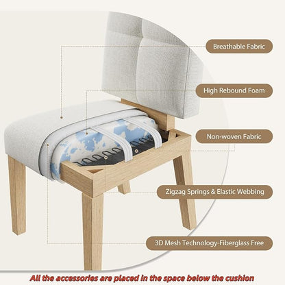 HOMRELEXA Wooden Dining Chairs Set of 4, Dining Room Chairs with Wood Legs, Cloud-Like Cushion & Reinforcement Structure Design for Kitchen/Living Room/Restaurant, Easy Assembly