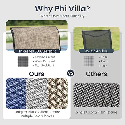 PHI VILLA 8 PCS Patio Dining Set with 13ft Large Patio Umbrella(Beige), 6 Outdoor Swivel Chairs & 1 Rectangle Metal Table for 6 Person, Patio Dining Fruniture Set for Lawn Garden(No Umbrella Base)