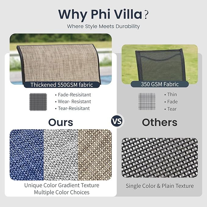 PHI VILLA Patio Dining Set for 4, Round Table & Swivel Mesh Chairs, Brown | 42'' Metal slat table with umbrella hole, E-coating metal frame & Textilene chairs, All-weather design for outdoor, deck