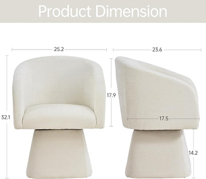 VKNOW Upholstered Swivel Dining Chairs Set of 4, Modern Dining Room Chairs with Barrel Back, Accent Arm Chair for Dining Room, Living Room, Bedroom, Vanity, Beige