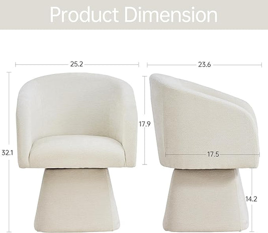 VKNOW Upholstered Swivel Dining Chairs Set of 1, Modern Dining Room Chairs with Barrel Back, Accent Arm Chair for Dining Room, Living Room, Bedroom, Vanity, Beige