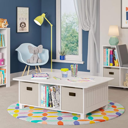 RiverRidge Home RiverRidge Activity Table, White with Taupe Bins