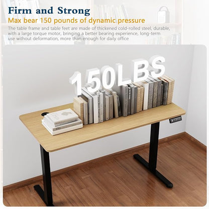 Shintenchi Standing Desk, Height Adjustable Electric Sit Stand up Desk, Ergonomic Rising Computer Table, 48x24 Inch Modern Lift Gaming Desk Workstation for Home Office, Black & Walnut