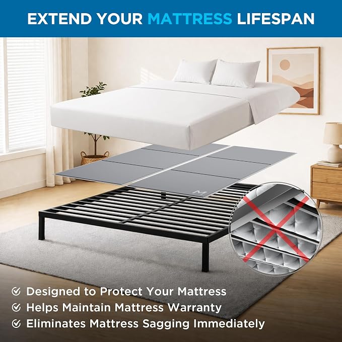Meliusly Heavy Duty Bunkie Board Full Size (54x75) - Non-Slip Breathable Bed Support Board for Slatted Bed Frame, Anti-Sag Under Bed Support, Noise Minimizing Moisture Resistant Bed Board