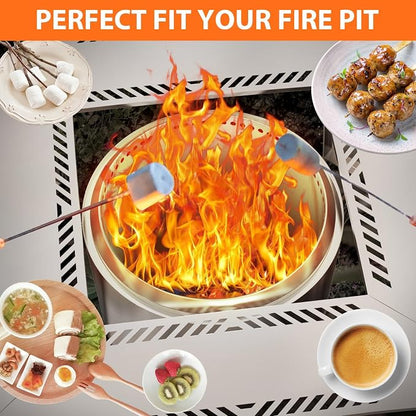 Uniflasy Fire Pit Surround Table for Solo Stove Yukon– Adjustable 41"/48" Stainless Steel Tabletop with Safety Barrier, Fits Yukon, Bonfire, Ranger, Tiki, Outdoor Table for Smokeless Fire Pit