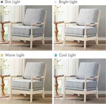 Madison Park Accent Chairs for Living Room Farmhouse Modern Armchair, Solid Wood, Antiqued Finish, Upholstered Seat Removable, Bedroom Lounge for Reading, 25.5" W, Light Blue/Antique Cream