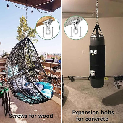 Swing Hanger for Wooden & Concrete Swing Set, 2000LB Capacity Hammock Hanger 360°Rotate Stainless Steel Swing Hammock Hanging Kit Hardware, Heavy Duty Swing Brackets for Porch Playground Yoga-2 Packs