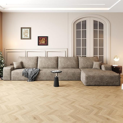 AUGOP 136" Sectional Couches for Living Room Modern Modular Sofa with L-Shape Couchs Upholstered Boneless Couch Deep Seat Sectional Couch with Chaise (Camel, Right Facing Chaise+3Seaters)