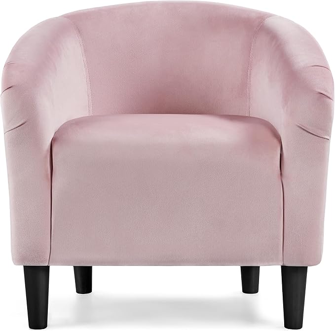 Topeakmart Velvet Accent Chair, Modern Club Chair Upholstered Armchair with Solid Legs Comfy Sofa Chair for Living Room/Bedroom/Waiting Room, Pink