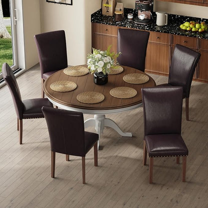 MALOL Dining Chairs Set of 4, High Back Dining Chair with Wood Legs and Nailhead Trim, Modern Padded Kitchen Room Chairs for Dining Room/Restaurant, Dark Brown