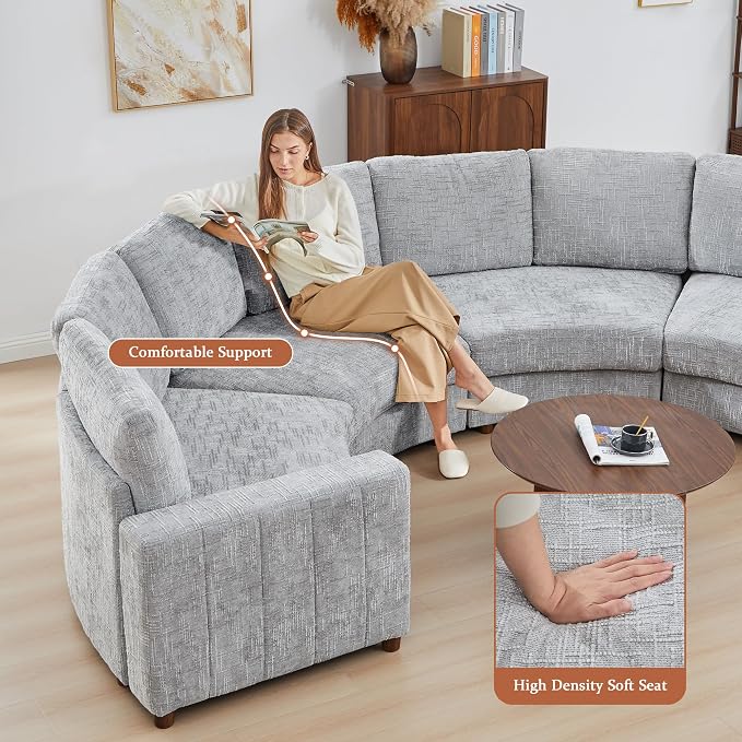 ORRD Modern Chenille Sofa Armrest Backrest for Modular Sectional Sofa Couch for Living Room, Grey