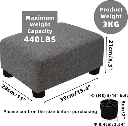 CAROLMADE Small Foot Stool Ottoman Footstool with Legs Under Desk Footrest for Living Room Bedroom and Office,Linen-Grey