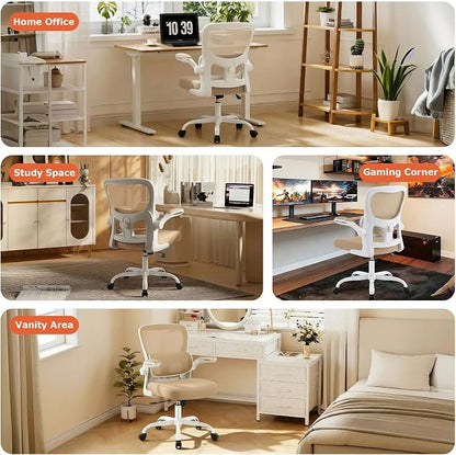 AreShark Office Chair Ergonomic Desk Chairs with Adjustable Lumbar Support, High Back Breathable Mesh Chair with Wheels& Flip-up Armrests,Rolling Swivel Comfy Task Computer Chair for Home Work Gaming