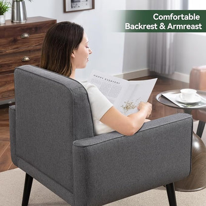 Vogue Furniture Direct Accent Chair Set of 2, Fabric Modern Chair with Wooden Frame, Cozy Armchair Reading Chair with Comfy Back for Apartment, Living Room, Bedroom, Small Space, Corner, Grey