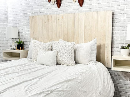 Barn Walls Antique White Headboard, Farmhouse Design, Solid Wood Headboard, Floating Panels, Wall Mount, Adjustable Height, Easy Assembly, Full Size