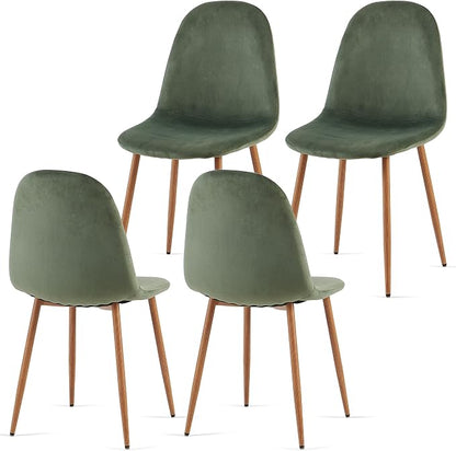 Velvet Dining Chairs Set of 4 - Modern Upholstered Chairs with Metal Legs for Living, Bedroom,Dining Room - Green Dining Chairs Set for 4