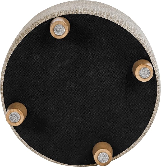 HomePop 19" Round Storage Ottoman - Tan Geometric Pattern