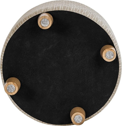 HomePop 19" Round Storage Ottoman - Tan Geometric Pattern