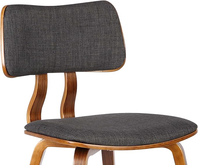 Armen Living Jaguar Mid-Century Dining Chair in Walnut Wood and Charcoal Fabric - Set of 2