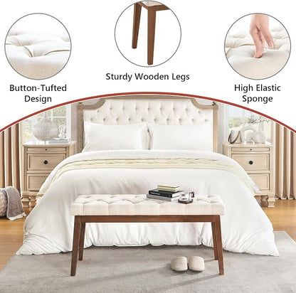 kinmars Upholstered Bench for Bedroom End of Bed,42.5-inch Entryway Bench for Living Room,Dining Bench with Padded Seat and Solid Wood Leg for Kitchen Bedroom,Indoor and Hallway