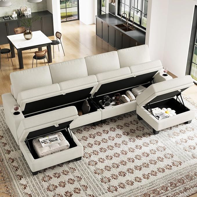 Belffin Modular Sectional Sofa Convertible U Shaped Couch with Storage Sectional Couches with Chaise for Living Room Beige