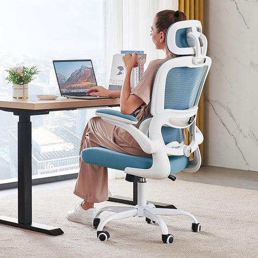 TRALT Office Chair Ergonomic Desk Chair, 330 LBS Home Mesh Office Desk Chairs with Wheels, Comfortable Gaming Chairs (1, Sky Blue)