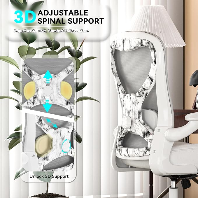 Office Desk Chair with Ergonomic Lumbar Support, Extra-Thick Seat Cushion, Flip-up Arms, Breathable Mesh Back, Computer Task Chair for Home Office