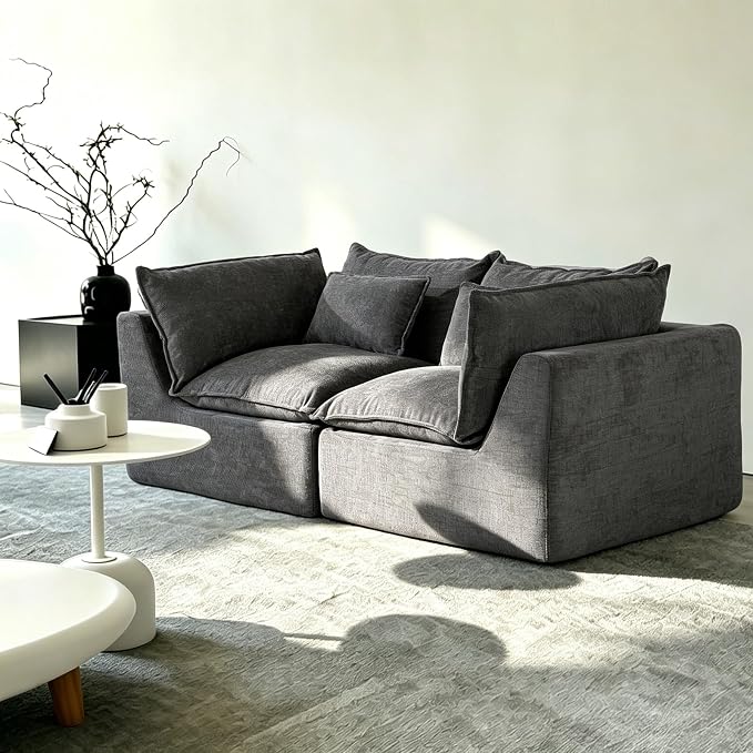 Boneless Couch Sectional Sofas Cloud Couches for Living Room | Loveseat Modern Modular Cloud Sofa with Pillows for Bedroom