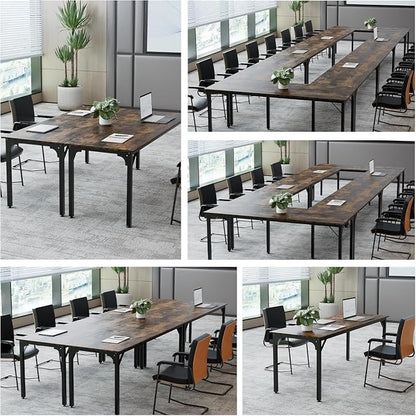 78.7 Inches Extra Long Desk,6.5ft Office Table with Flexible Configuration,Large Computer Table with Adjustable Footpads,Stable Structure,Office Desk for 2 Person (Brown)