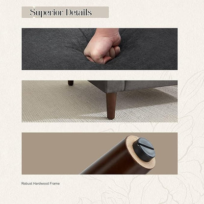 Weture Mid-Century Accent Chair,Modern Linen Fabric Armchair for Living Room,Comfy Upholstered Reading Accent Chairs for Bedroom,Single Sofa Chair with Wood Legs (Dark Grey, 2 Pack)