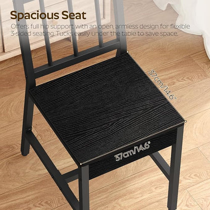 YATINEY Dining Chairs Set of 4, Industrial Kitchen Chairs with Metal Frame, Slanted Back, Wooden Dining Chair Set, for Kitchen, Living Room, Black CY03L4BB