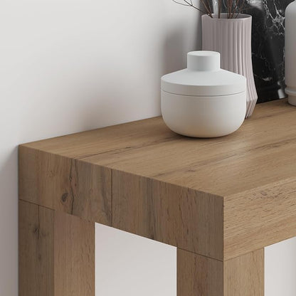 Mobili Fiver, First, Extendable Console Table 17.7(120) x35.4 in, Rustic Oak, for 4-14 People, Space-Saving Dining Table, Italian Furniture