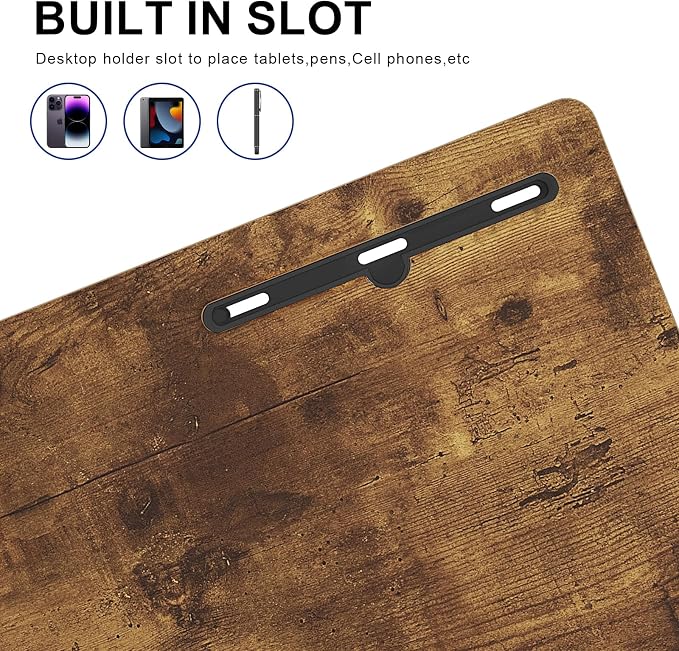 31.5 Inch End Table Computer Desk, Modern Simple Gaming Desk Home Office Desks, Writing Study Table Small Desk, Rustic Brown