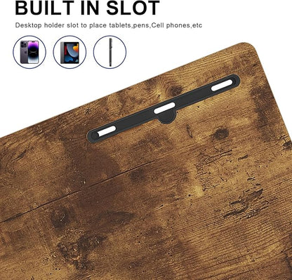 31.5 Inch End Table Computer Desk, Modern Simple Gaming Desk Home Office Desks, Writing Study Table Small Desk, Rustic Brown