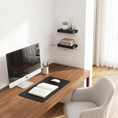 Floating Shelves Set of 2,11.8'' Wood Wall Shelves with Invisible Bracket for Living Room,Bedroom,Kitchen,Bathroom,Black