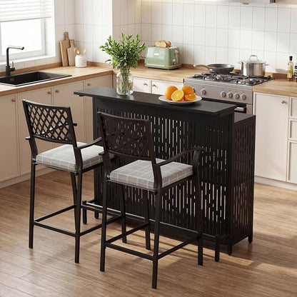 Kozyard Home Bar Cabinet with Storage Cabinet and Shelves, Black Indoor Bar Cabinet for Kitchen, Dining Room, Living Room, Home Bar Furniture