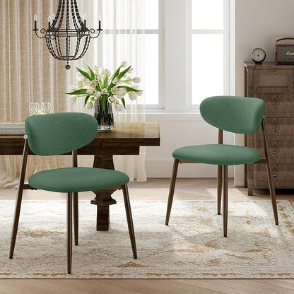 MALOL Dining Chairs Set of 4, Curved Back Kitchen Room Chairs with Metal Legs and Anti Slip Pads, Upholstered Dining Chair for Home and Restaurant, Green