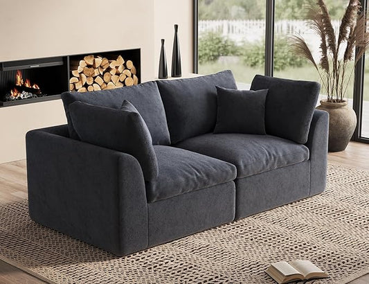 ohllob 78.9" Loveseat Sofa, Cloud Boneless Couches for Living Room, Modern Modular Sectional Sofa, Oversized, Grey