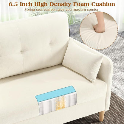 Hanherry Loveseat Sofa, 47” Small Couch for Living Room, Comfy Chenille Fabric Love Seat for Bedroom withThrow Pillow,Removable Cushion Cover,Couches for Small Space,Apartment,Dorm