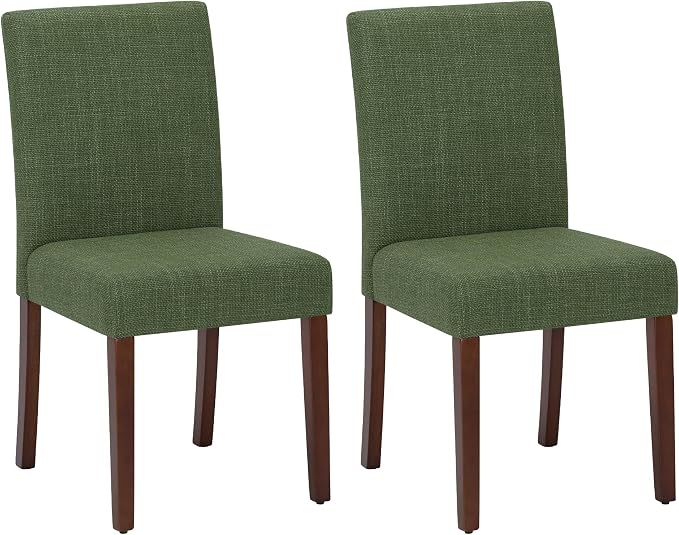 MALOL Upholstered Dining Chairs Set of 2, Modern Fabric Dining Room Chair, Wooden Dining Chair, Kitchen Side Chairs, Farmhouse Dinner Chair with High Back for Kitchen, Green