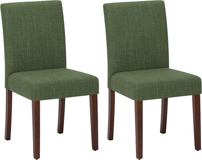 MALOL Upholstered Dining Chairs Set of 2, Modern Fabric Dining Room Chair, Wooden Dining Chair, Kitchen Side Chairs, Farmhouse Dinner Chair with High Back for Kitchen, Green