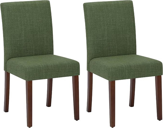 MALOL Upholstered Dining Chairs Set of 2, Modern Fabric Dining Room Chair, Wooden Dining Chair, Kitchen Side Chairs, Farmhouse Dinner Chair with High Back for Kitchen, Green