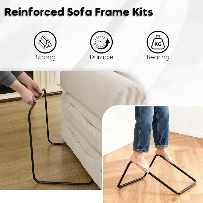 ZEIINPA Convertible Sleeper Sofa Bed with Cylindrical Pillow, Corduroy Folding Mattress Couch with Fixed-Shape Frame, Floor Sofa Lounge Couch for Living Room Bedroom Lounge Studio, Beige