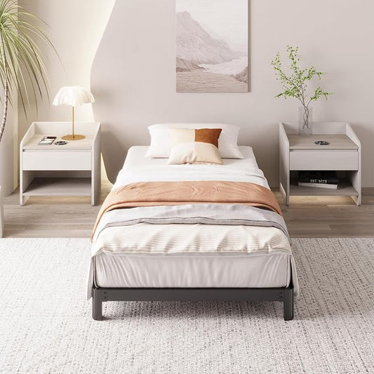 Yicensen 6 Inch Low Twin Bed Frames No Box Spring Needed, Heavy Duty Metal Twin Size Platform Bed Frame with Rounded Corner Legs, Easy Assembly, Noise Free, Black