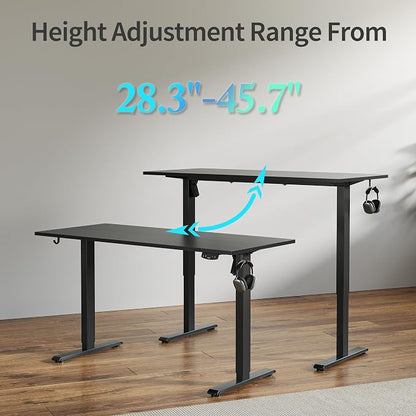 Agilestic Electric Standing Desk, 55 x 24 Inches Height Adjustable Desk, Sit Stand up for Work Office Home, Ergonomic Rising Computer Table with Memory Preset, Black