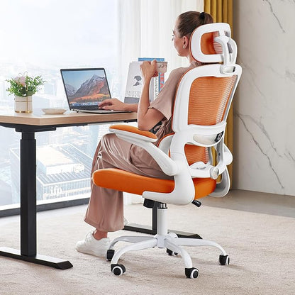 TRALT Office Chair Ergonomic Desk Chair, 330 LBS Home Mesh Office Desk Chairs with Wheels, Comfortable Gaming Chairs (1, Burnt Orange)